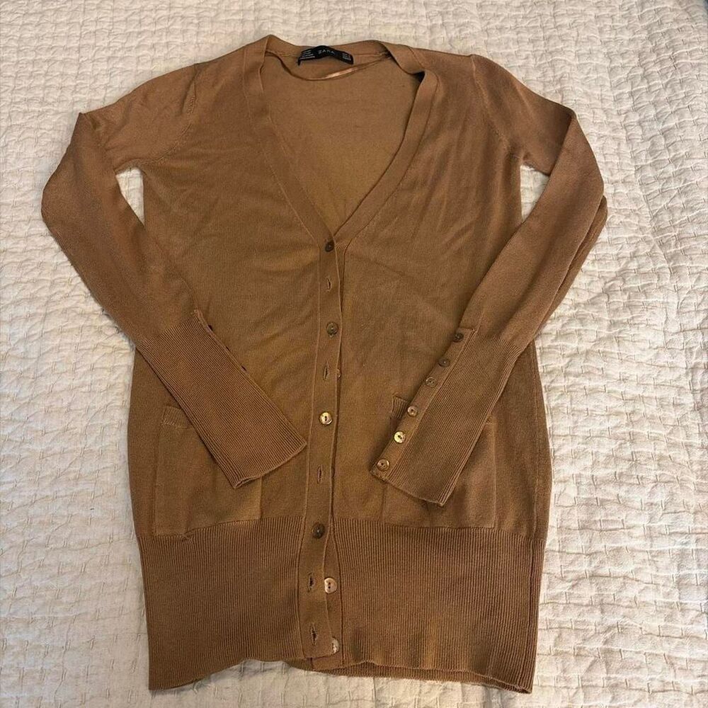 Zara Women's Brown and Tan Cardigan